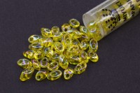 Бисер японский MIYUKI Long Magatama #0252 желтый, радужный прозрачный, 1 туба (около 8 грамм)