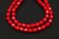 Бусины граненые Firepolish 6мм, отверстие 1мм, цвет 9320 красный, 715-023, 1 нить (около 25шт)