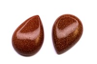 Кабошон капля 25х18мм, Авантюрин синтетический, оттенок кирпично-коричневый, 2015-024, 1шт
