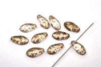 Бусины Dagger beads 12х6мм, отверстие 0,8мм, цвет 00030/94404 прозрачный с золотом, 736-016, 10шт
