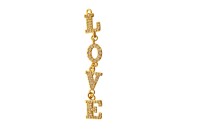 Подвеска LOVE 62х9х2мм, отверстие 1,5мм, латунь/цирконий, золото, 18k позолота, 22-746, 1шт