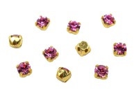 Шатоны Preciosa Maxima 3,2мм в оправе, цвет rose DF/gold, 63-283, 10шт