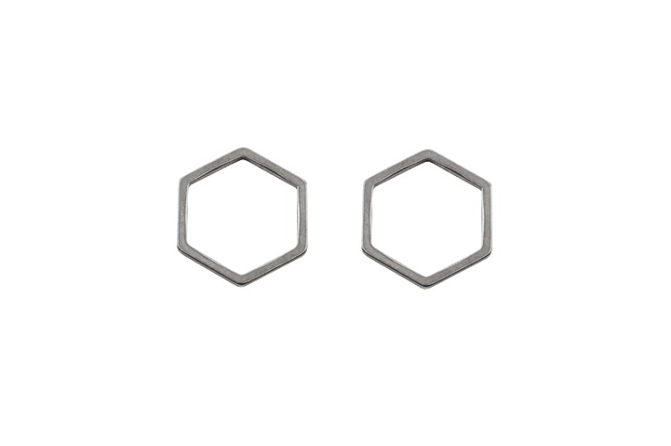 Коннектор Шестиугольник 13,5х12х0,8мм, цвет стальной, хирургическая сталь, 14-155, 2шт Коннектор Шестиугольник 13,5х12х0,8мм, цвет стальной, хирургическая сталь, 14-155, 2шт