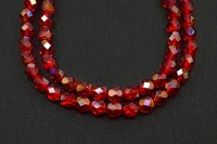 Бусины граненые Firepolish 6мм, отверстие 1мм, цвет 9008 сиамский рубин AB, 715-009, 1 нить (около 25шт)