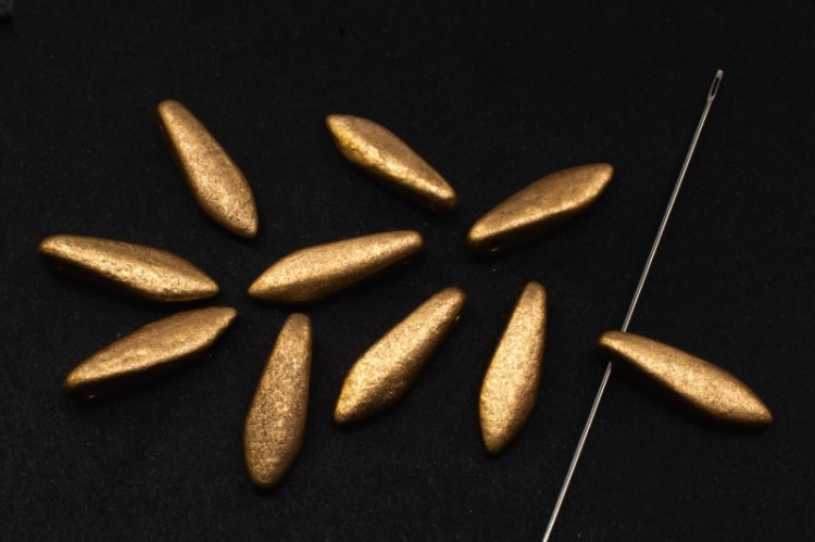 Бусины Dagger beads 16х5мм, отверстие 0,8мм, цвет 01710E античное золото, Etched, 736-068, 10шт Бусины Dagger beads 16х5мм, отверстие 0,8мм, цвет 01710E античное золото, Etched, 736-068, 10шт