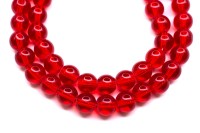 Бусина круглая стеклянная 8мм, цвет красный, прозрачная, 525-012, 10шт
