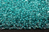Бисер китайский круглый размер 12/0, цвет 2219 прозрачный бирюзовая линия внутри, 450г
