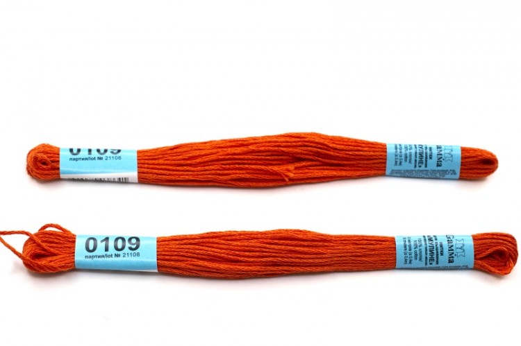 Мулине Gamma, цвет 0109 морковный, хлопок, 8м, 1шт Мулине Gamma, цвет 0109 морковный, хлопок, 8м, 1шт