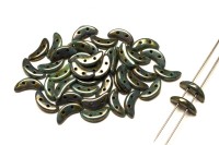 Бусины Crescent beads 10х3мм, цвет 0310-LG63130 Turquoise/Bronze Picasso, 708-097, 5г (около 40 шт)