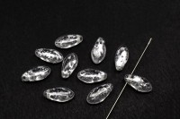 Бусины Dagger beads 12х6мм, отверстие 0,8мм, цвет 00030/94400 прозрачный с серебром, 736-013, 10шт