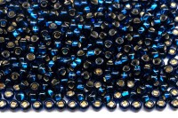 Бисер чешский PRECIOSA круглый 10/0 67100 синий, серебряная линия внутри, квадратное отверстие, 5 грамм