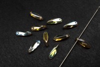 Бусины Dagger beads 11х3мм, отверстие 0,8мм, цвет 00030/98534 Crystal Lemon Rainbow, 736-039, 10шт