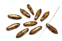 Бусины Dagger beads 16х5мм, отверстие 0,8мм, цвет 13020/43400 бежевый/Пикассо, 736-128, 10шт