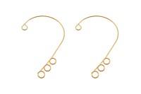 Основа для кафф с 3 петельками 55х36х0,5мм, отверстие 4мм, цвет золото, хирургическая сталь, 21-173, 1 пара