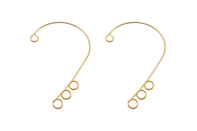 Основа для кафф с 3 петельками 55х36х0,5мм, отверстие 4мм, цвет золото, хирургическая сталь, 21-173, 1 пара Основа для кафф с 3 петельками 55х36х0,5мм, отверстие 4мм, цвет золото, хирургическая сталь, 21-173, 1 пара