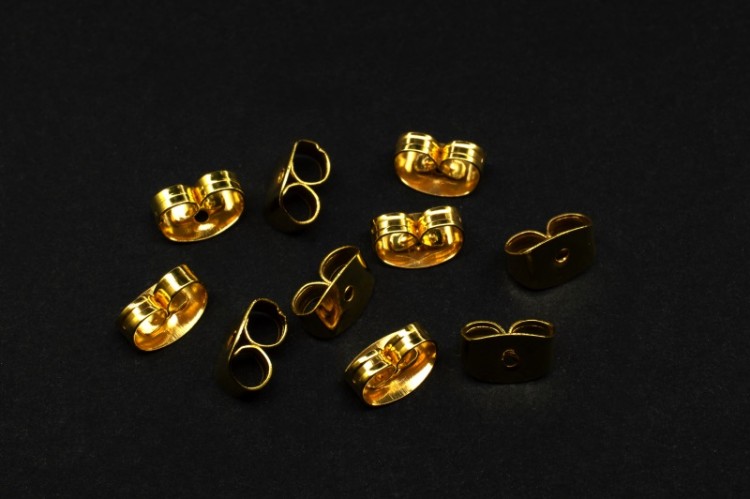 Заглушки для серег 4,5х6мм, отверстие 0,8мм, цвет золото, железо, 21-113, 5 пар Заглушки для серег 4,5х6мм, отверстие 0,8мм, цвет золото, железо, 21-113, 5 пар