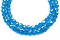 Бусина стеклянная Рондель 6х4мм, цвет голубой, гальваническое покрытие, 507-010, 1 нить (около 88шт)