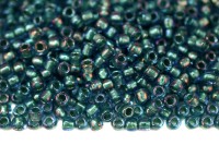 Бисер японский TOHO круглый 6/0 #0274 хрусталь/зеленый чирок, окрашенный изнутри, 10 грамм