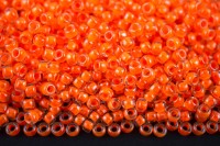 Бисер японский TOHO круглый 8/0 #0802 апельсин, окрашенный изнутри неон, светится в ультрафиолете, 10 грамм