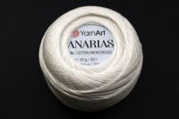 Пряжа Canarias, цвет 1000 белый, 100% хлопок мерсеризованный, 20г, 203м, 1шт