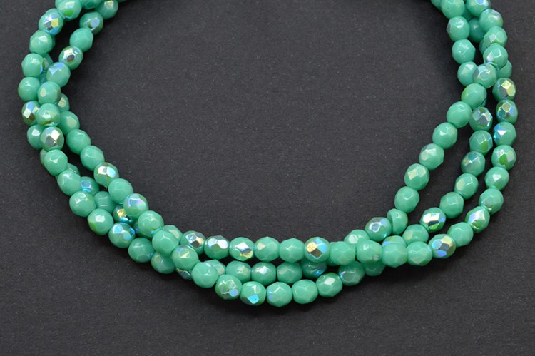 Бусины граненые Firepolish 4мм, отверстие 0,8мм, цвет 6313 бирюзовый AB, 714-064, 1 нить (около 50шт) Бусины граненые Firepolish 4мм, отверстие 0,8мм, цвет 6313 бирюзовый AB, 714-064, 1 нить (около 50шт)