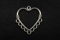 Коннектор-соединитель 1х9 Сердце 30х25х2мм, отверстие 2мм, цвет античное серебро, сплав металлов, 14-066, 1шт