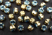 Шатоны Preciosa Maxima 4мм в оправе, цвет aquamarine DF/gold, 63-131, 10шт