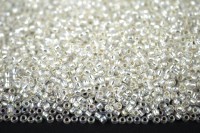 Бисер японский TOHO круглый 11/0 #2021 хрусталь радужный, серебряная линия внутри, 10 грамм