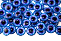 Кабошон стеклянный круглый с принтом Глаз 14х5мм, оттенок синий, 2030-056, 10шт