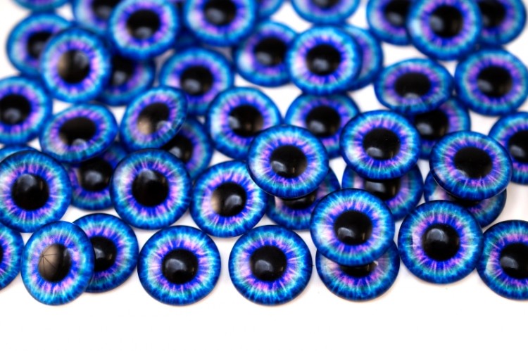 Кабошон стеклянный круглый с принтом Глаз 14х5мм, оттенок синий, 2030-056, 10шт Кабошон стеклянный круглый с принтом Глаз 14х5мм, оттенок синий, 2030-056, 10шт