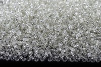 Бисер китайский круглый размер 8/0, цвет 0021 прозрачный, серебряная линия внутри, 450г