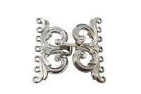 Замок-крючок на 7 нитей 43х34мм Elegant elements, сплав металлов, родий, 09-051, 1шт