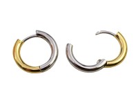 Серьги кольца Конго 17х19х3мм, латунь, родий/позолота, 21-498, 1 пара