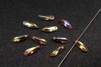 Бусины Dagger beads 11х3мм, отверстие 0,8мм, цвет 00030/98531 Crystal Yellow Rainbow, 736-037, 10шт