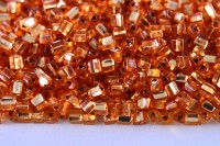 Бисер чешский PRECIOSA ТРИАНГЛ 3,5х3,5мм 78185 оранжевый, серебряная линия внутри, 50г