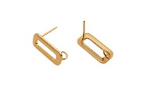 Гвоздики основы для серег 16х7х13мм, отверстие 2,5мм, штифт 0,8мм, цвет золото, латунь, 18К позолота, 21-309, 1 пара