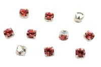 Шатоны Preciosa Maxima 3,2мм в оправе, цвет padparadscha DF/silver, 63-278, 10шт