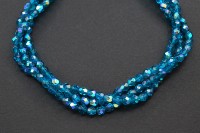 Бусины граненые Firepolish 4мм, отверстие 0,8мм, цвет 6008 синий AB, 714-063, 1 нить (около 50шт)