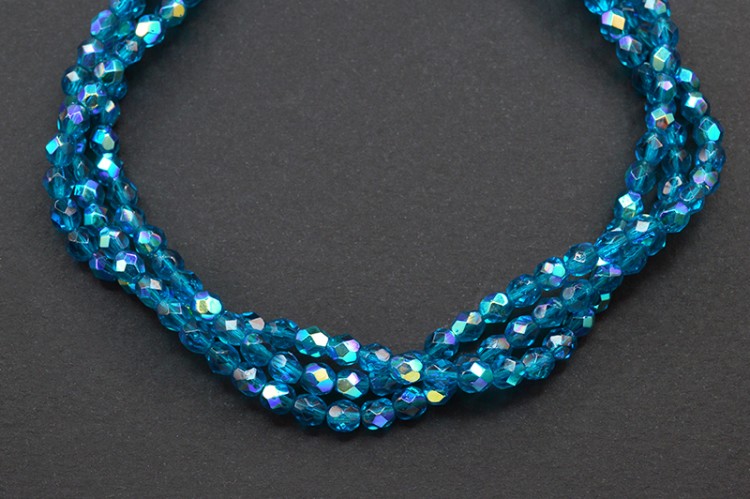 Бусины граненые Firepolish 4мм, отверстие 0,8мм, цвет 6008 синий AB, 714-063, 1 нить (около 50шт) Бусины граненые Firepolish 4мм, отверстие 0,8мм, цвет 6008 синий AB, 714-063, 1 нить (около 50шт)