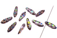 Бусины Dagger beads 16х5мм, отверстие 0,8мм, цвет 00030/2818A хрусталь/витражный горошек, 736-065, 10шт