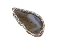 Срез Агата природного, оттенок голубой, 69х37х5мм, отверстие 2мм, 37-283, 1шт