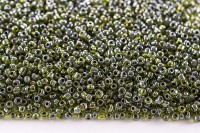Бисер китайский круглый размер 12/0, цвет 2224 болотный, серая линия внутри, блестящий, 85г
