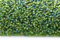 Бисер китайский круглый размер 8/0, цвет 0167 зеленый прозрачный, радужный, 450г