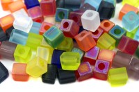 Бисер японский Miyuki Cube кубический 4мм #MIX40 разноцветный матовый, микс Transp Matte, 10 грамм
