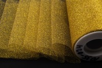 Фатин с глиттером средней жесткости, цвет золото, ширина 15см, 100% полиэстер, 1035-024, 1 метр