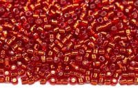 Бисер японский TOHO круглый 15/0 #0025C рубин, серебряная линия внутри, 10 грамм