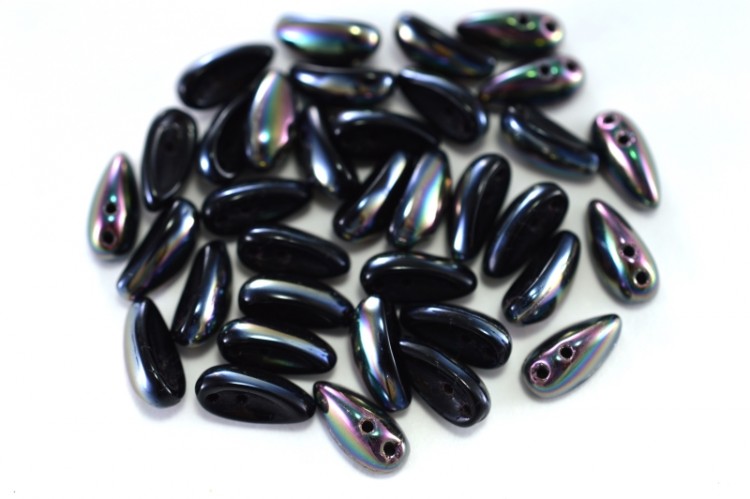 Бусины Chilli beads 4х11мм, два отверстия 0,9мм, цвет 23980/29121 черный/радужный, 702-014, около 10г (около 35шт) Бусины Chilli beads 4х11мм, два отверстия 0,9мм, цвет 23980/29121 черный/радужный, 702-014, около 10г (около 35шт)