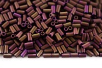 Бисер японский TOHO Bugle стеклярус 3мм #0703 розово-лиловый кофе, матовый, 5 грамм