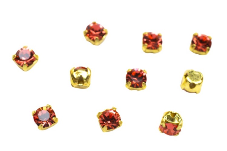 Шатоны Preciosa Maxima 3,2мм в оправе, цвет padparadscha DF/gold, 63-277, 10шт Шатоны Preciosa Maxima 3,2мм в оправе, цвет padparadscha DF/gold, 63-277, 10шт