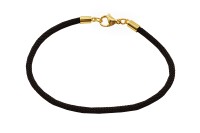 Основа для браслета, длина 21,5см, толщина 3мм, цвет чёрный/золото, хлопок/хирургическая сталь, 16-030, 1шт